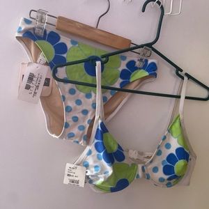 NWT La Perla Malizia Two Piece White Flower Swimsuit Bikini 46